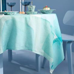 Garnier-Thiebaut Tischdecke Aqua Mineral 115x115 Cm 50% Leinen/50% Baumwolle 