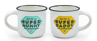 Legami 2er-Set Espresso-Mini-Mug For Two Super Mummy And Super Daddy 