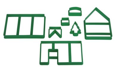 Städter Ausstechform Hexenhaus / Lebkuchenhaus 15x19x21 cm Grün Set 7-tlg. Kunststoff-PP 