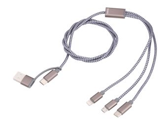 Troika Ladekabel 3 in 1 1 m lang Metall Nylon matt grau 