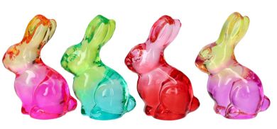 Gift Company Honey Bunny Hase sitzend 4fach sortiert neon pink/neon gelb/ neon grün/ neon orange gs 