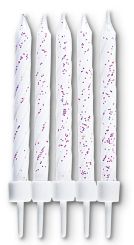 Städter Glitzer-Kerzen weiß mit Halter 