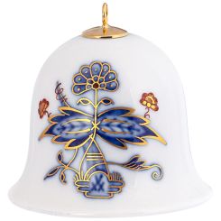 Meissen Miniatur-Glocke Noble Blue Zwiebelkante Kobaltblau Rot Gold H 5 cm 