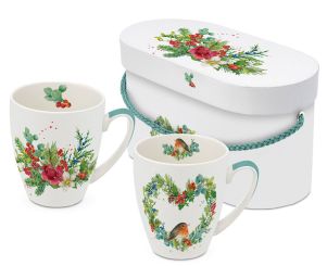 Paperproducts 2er-Set Mug Robin Heart & Flora Christmast 
