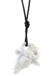 Meissen Anhänger Sternzeichen Stier, Weiß, Biskuit, 3,5 X 3 Cm 