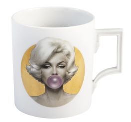Meissen Henkelbecher, Legends Blowing Bubbles - Collection By Michael Moebius, Marilyn, Gold, Form Berlin , V 0,25 L 