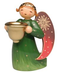 Wendt & Kühn Engel reich bemalt grün kniend 