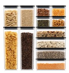 Bodum Set aus 12 Lebensmittel-Vorratsbehältern Bodum Canteen transparent, Deckel schwarz 