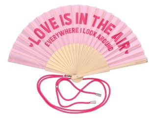 Gift Company Fififan Fächer 23cm Motiv: Love is in the Air rosa 