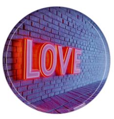 Gift Company Love Trays Dekotablett S Motiv: Love rund rosa/lila 