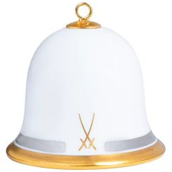 Meissen Miniatur-Glocke, Bänder In Platin Und Gold, Markenzeichen Meissen, Gold, H 5 Cm 