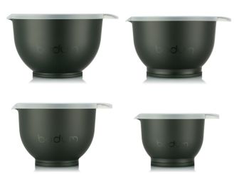 Bodum 4er Set Schüsseln 0.7 L+1.6 L+3.2 L+5.2 L grün Kunststoff, Silikon 