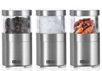 AdHoc 3-tlg. Gewürzmühlen Set Voyage Edelstahl/Acryl 