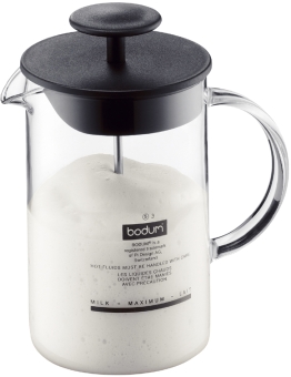 Bodum Latteo Milchschäumer mit Glasgriff 0,25 L Schwarz 
