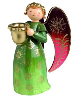 Wendt & Kühn Engel reich bemalt groß mit Lichtnapf grün 