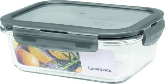 Lock & Lock Frischhaltebox Ofenglas rechteckig 630 ml Deckel grau 175x130x64 mm 