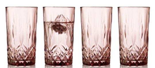 Lyngby Glas 4er-Set Highball 38 cl Sorrento Pink 