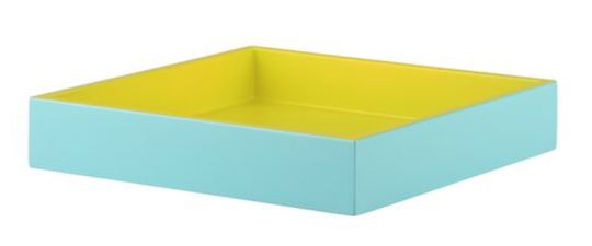 Gift Company Spa Tablett S quadratisch (19x19x3,5 cm) 2 farbig shiny türkis/matt gelb 