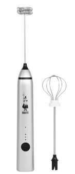 Bialetti Stab-Milchaufschäumer mit zwei Aufsätzen silber 
