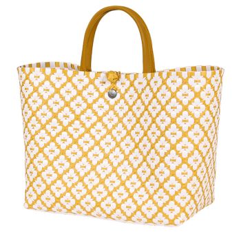 Handed By Shopper L Motif Bag mustard with white pattern 