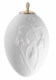 Meissen Osterei mit Relief Schneeglöckchen weiß bisquit 5 cm 