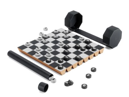 Umbra Spieleset Rolz für Schach und Dame, zusammenrollbar mit Aufbewahrungsbox 