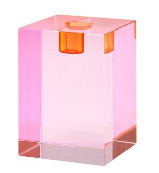 Gift Company Dioptrics Kristallglas-Kerzenhalter L(H11 cm) blockartiges Design rosa gs 