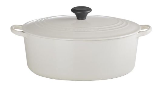 Le Creuset Ovaler Bräter Tradition 31 cm mit Phenolknopf Creme 