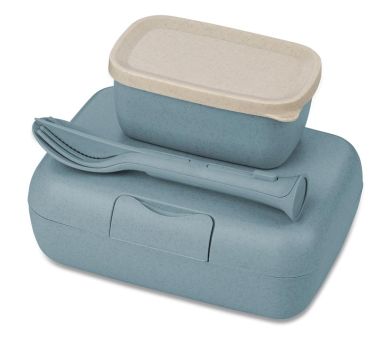 Koziol Lunchbox-Set + Besteck-Set Candy Ready nature flower blue 