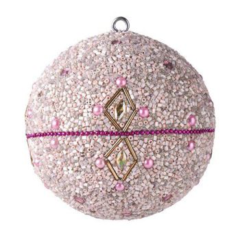 Gift Company Weihnachtskugel Opium 10 cm Rauten Perlen rosa 
