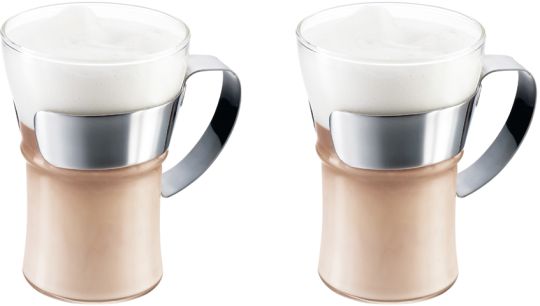Bodum Assam Kaffeeglas mit Metallgriff 0,35 L 2 Stk. Glänzend 