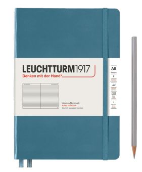 Leuchtturm Notizbuch Medium (A5) stone blue liniert 