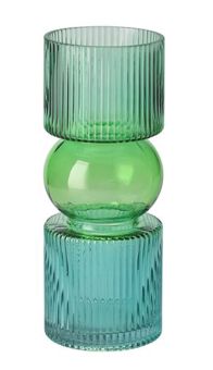 Gift Company Jacquard Vase H25 cm Streifen grün/blau gs 