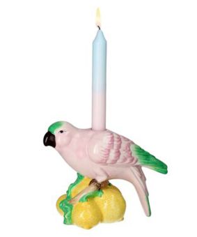 Gift Company Mignon Kerzenhalter Papagei helllila/grün/gelb 