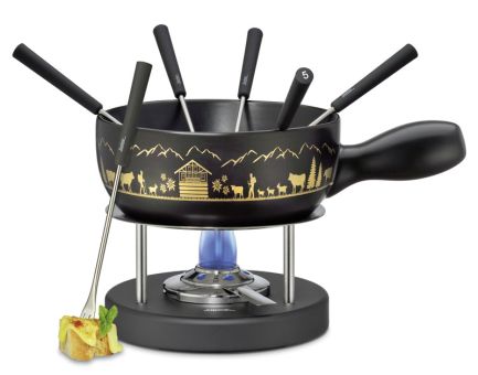 Spring Montana Fondue Garnitur Schwarz/Gold 22 cm 