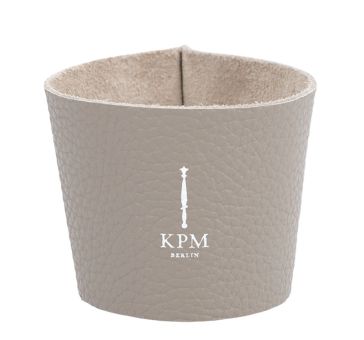 KPM Berlin Sleeve 'Kpm To Go' Leder Grau weiße Prägung 