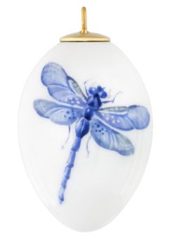 Meissen Osterei, Libelle, Blau, H 5 Cm 