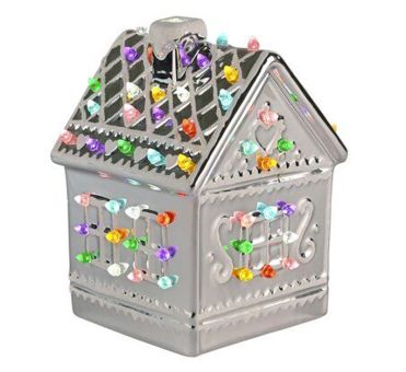Gift Company Luce Lebkuchenhaus mit LED Porzellan silber 
