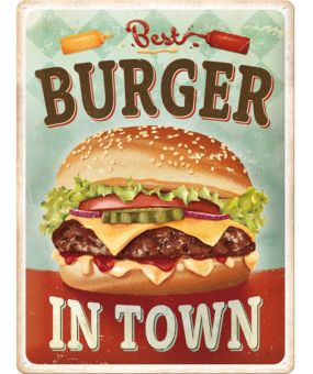 Nostalgic Art Blechschild 30 x 40 cm Best Burger in Town 