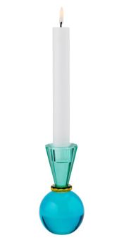 Gift Company Sari Kristallglas Kerzenhalter H13 5 cm Kugel/Konus grün/blau gs 