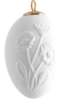 Meissen Osterei mit Relief Gänseblümchen Weiß Biskuit H 5 cm 