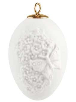 Meissen Osterei mit Schneeballblüten Weiß Biskuit H 0 cm 