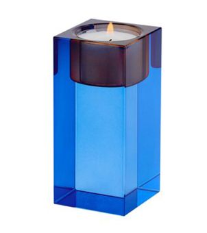Gift Company Sari Kristallglas Teelichthalter M (H10 3 cm) blau/orange gs 