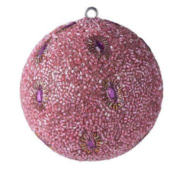 Gift Company Weihnachtskugel Opium 10 cm lila Steine Perlen rosa 