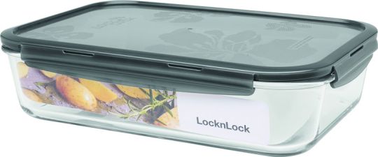 Lock & Lock Frischhaltebox Ofenglas rechteckig 3,60L Deckel grau 345x236x88 mm 