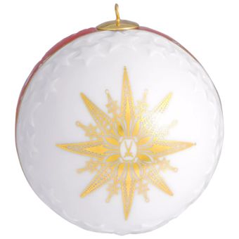 Meissen Baumschmuck Kugel Reliefsterne Meissen Christmas Star Rot Ø 7 cm 