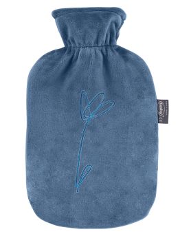 Fashy Wärmflasche mit Flauschbezug Blume blau 2,0 l 