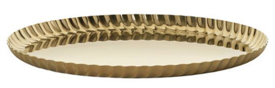 Alessi Pleats Tablett Edelstahl rund 23 cm PVD-Beschichtung gold 