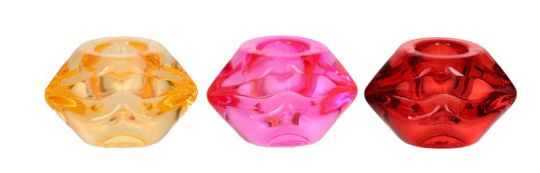 Gift Company L´amour Kerzenhalter 3fach sortiert Lippe rosa rot orange gs 