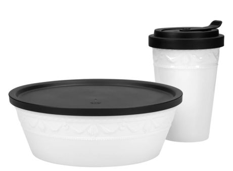 KPM Berlin Kurland 'Kpm To Go' Box & Becher-Set Weiß Mit Deckel Schwarz 